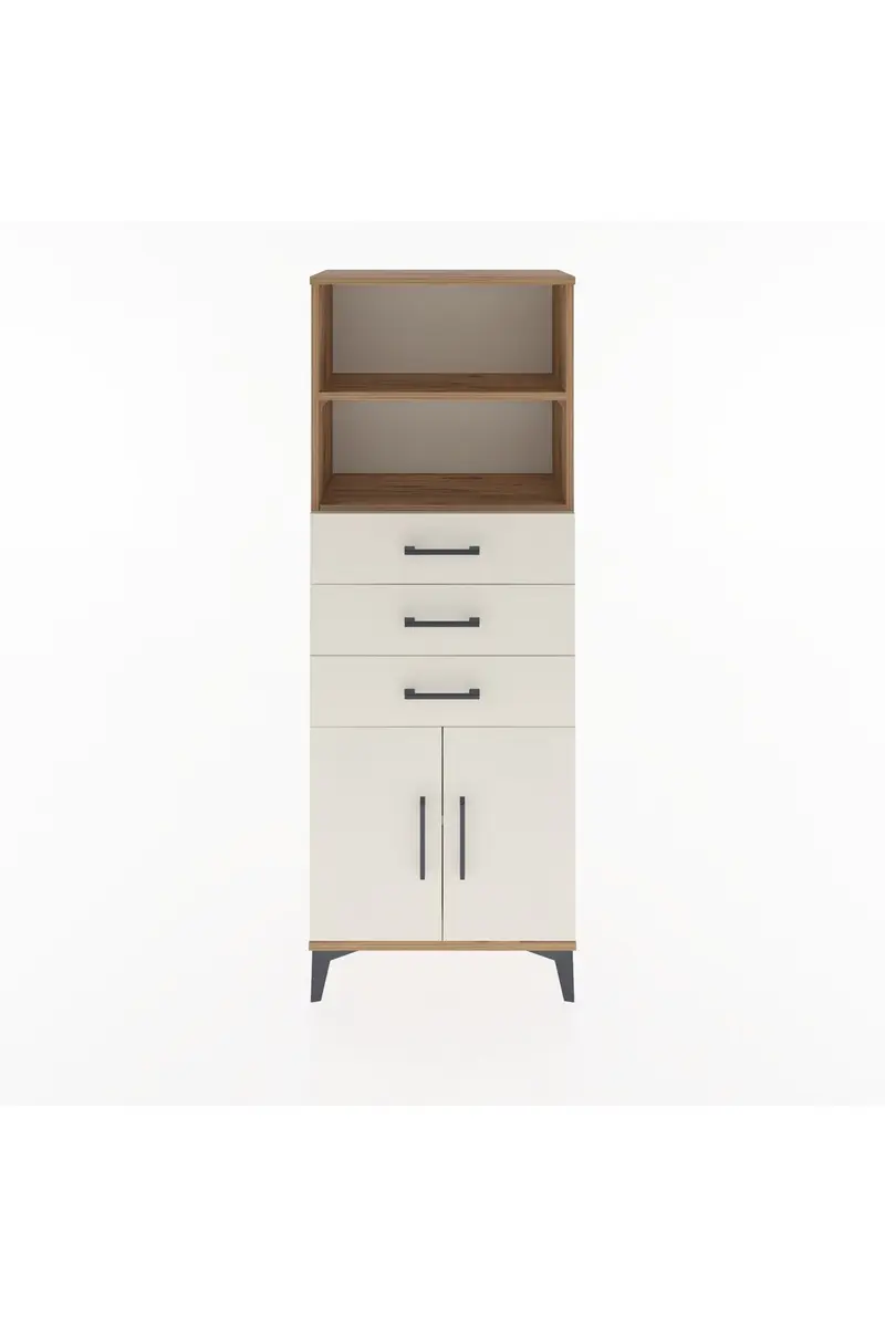 Arges Dolap 3 Raflı 3 Çekmeceli 2 Kapaklı 60x30x163