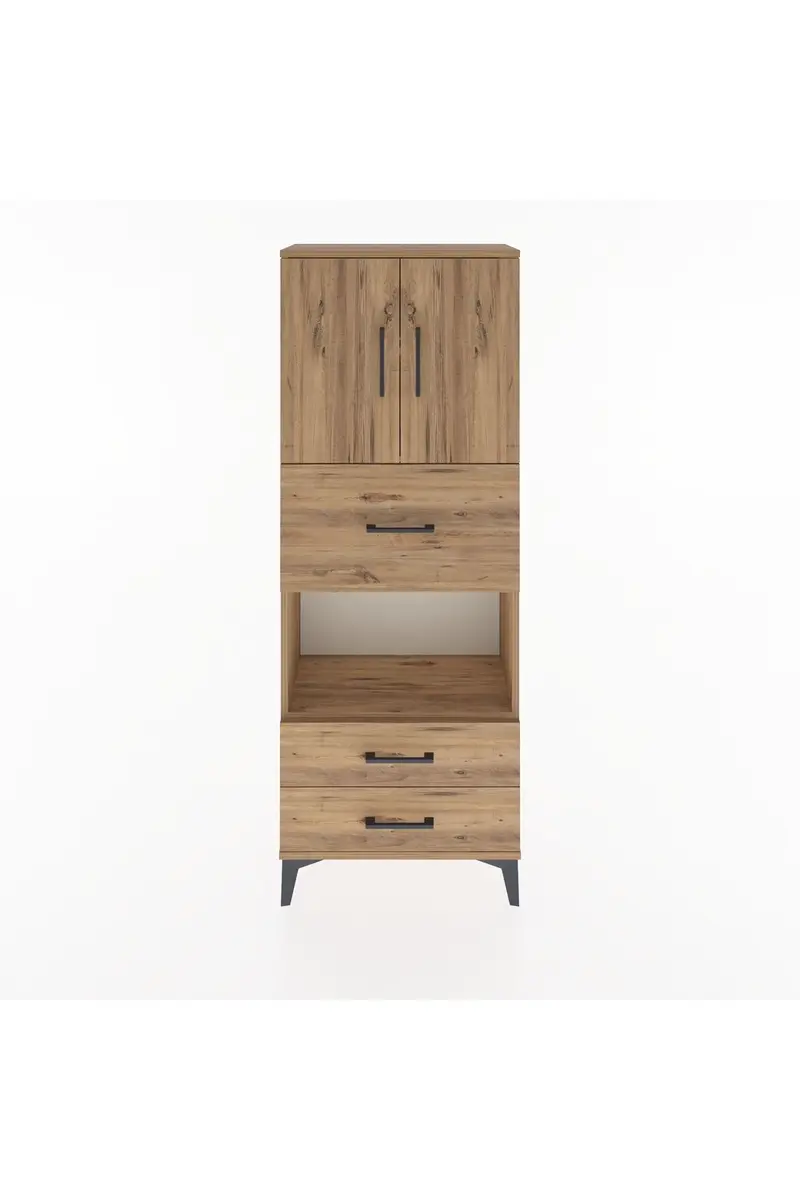 Arges Dolap 3 Raflı 3 Çekmeceli 2 Kapaklı 60x30x163