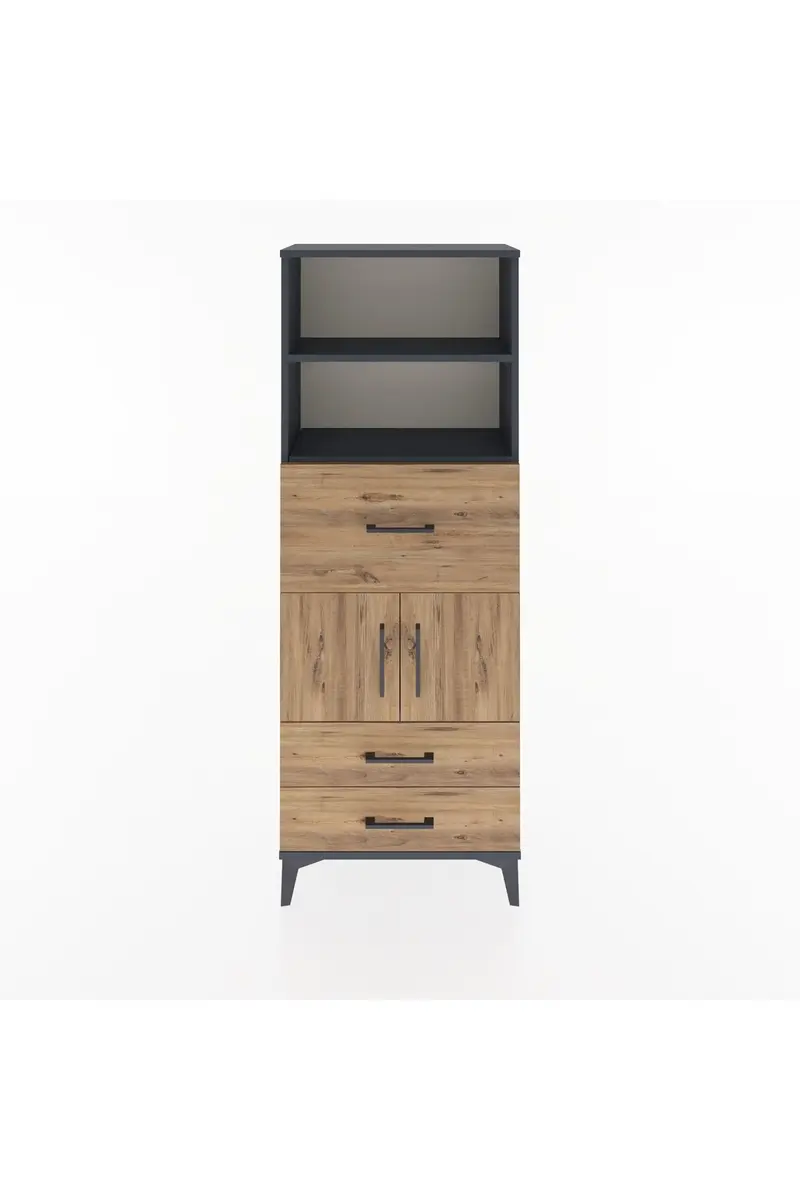 Arges Dolap 3 Raflı 3 Çekmeceli 2 Kapaklı 60x30x163