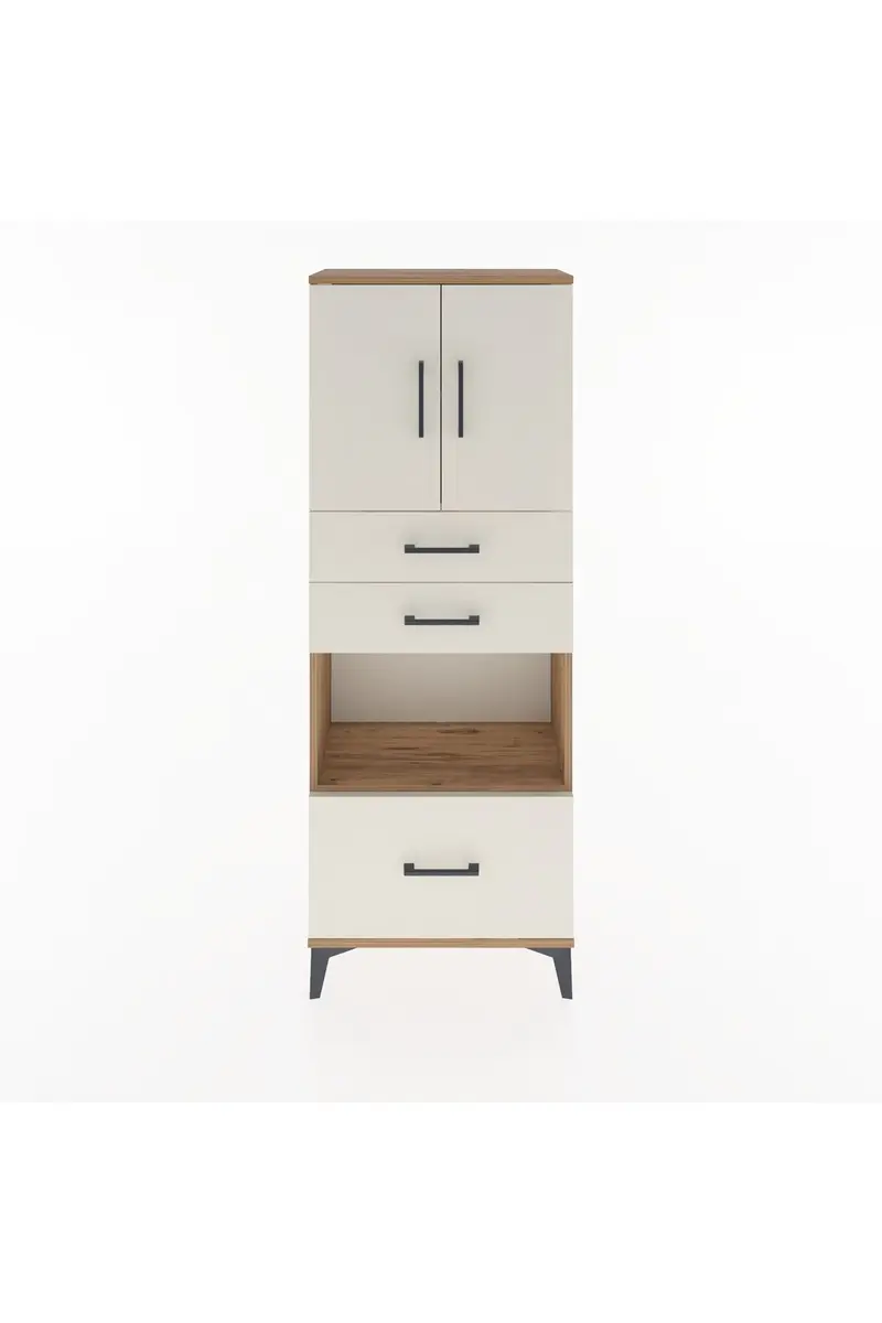 Arges Dolap 3 Raflı 3 Çekmeceli 2 Kapaklı 60x30x163
