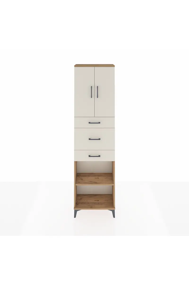 Arges Dolap 3 Raflı 3 Çekmeceli 2 Kapaklı 60x30x221
