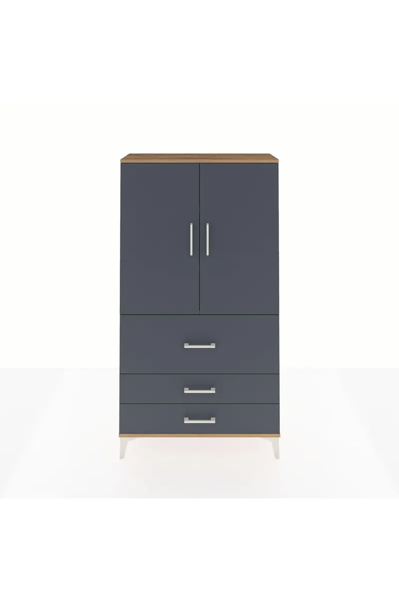 Arges Dolap 3 Raflı 3 Çekmeceli 2 Kapaklı 88x30x163