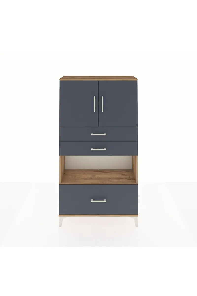 Arges Dolap 3 Raflı 3 Çekmeceli 2 Kapaklı 88x30x163