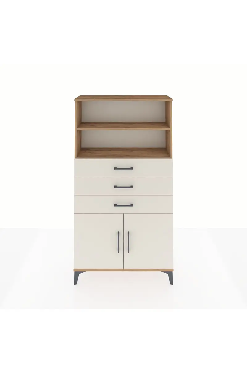 Arges Dolap 3 Raflı 3 Çekmeceli 2 Kapaklı 88x30x163