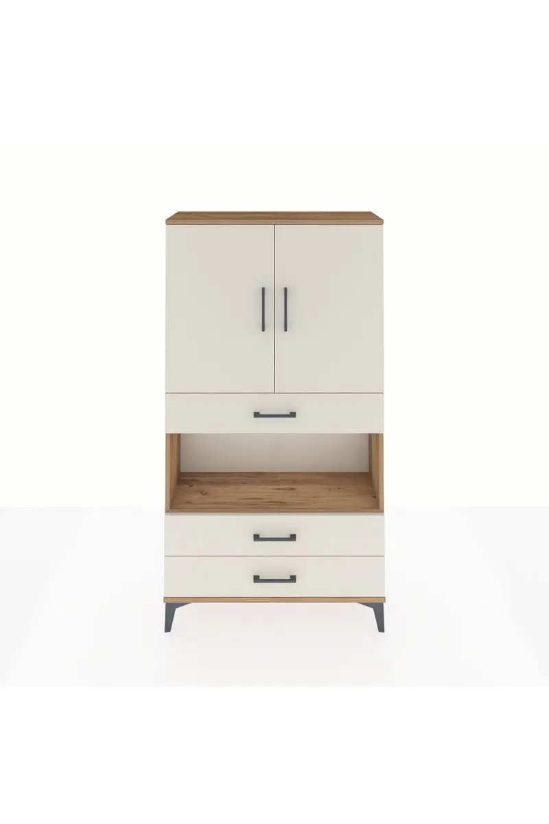 Arges Dolap 3 Raflı 3 Çekmeceli 2 Kapaklı 88x30x163