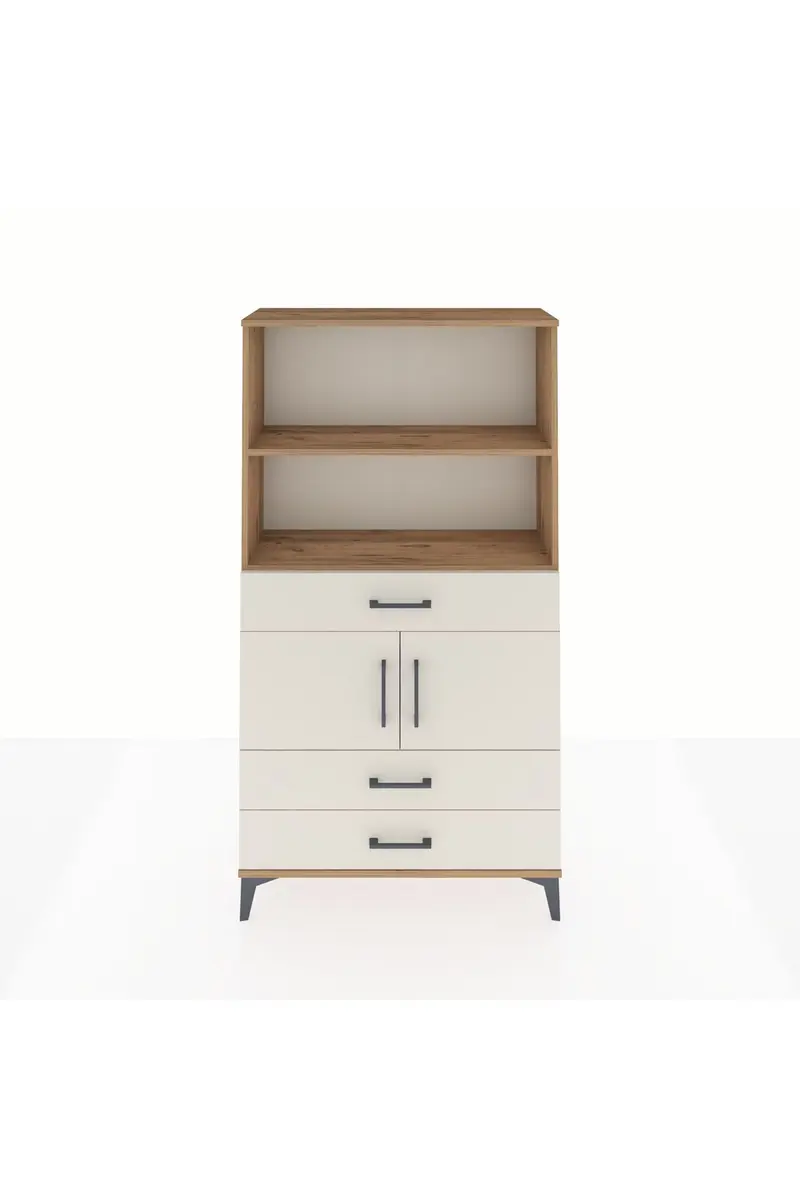 Arges Dolap 3 Raflı 3 Çekmeceli 2 Kapaklı 88x30x163