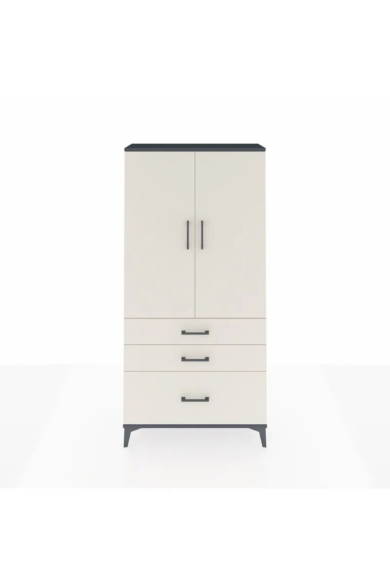 Arges Dolap 3 Raflı 3 Çekmeceli 2 Kapaklı 88x30x182
