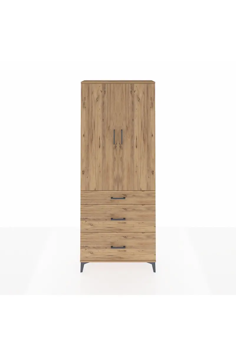Arges Dolap 3 Raflı 3 Çekmeceli 2 Kapaklı 88x30x221