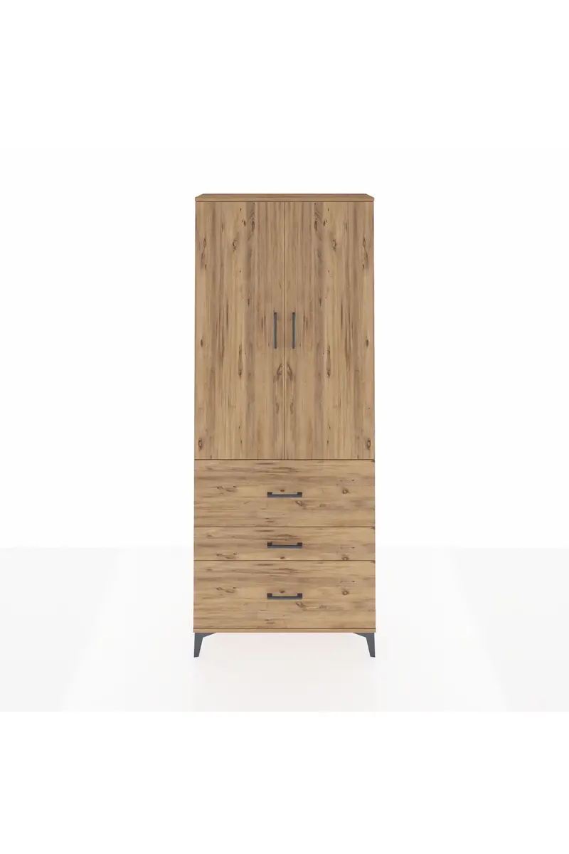 Arges Dolap 3 Raflı 3 Çekmeceli 2 Kapaklı 88x30x221