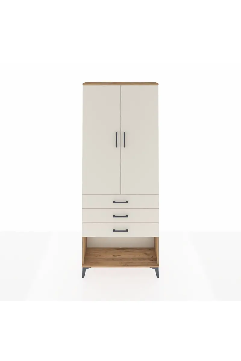 Arges Dolap 3 Raflı 3 Çekmeceli 2 Kapaklı 88x30x221
