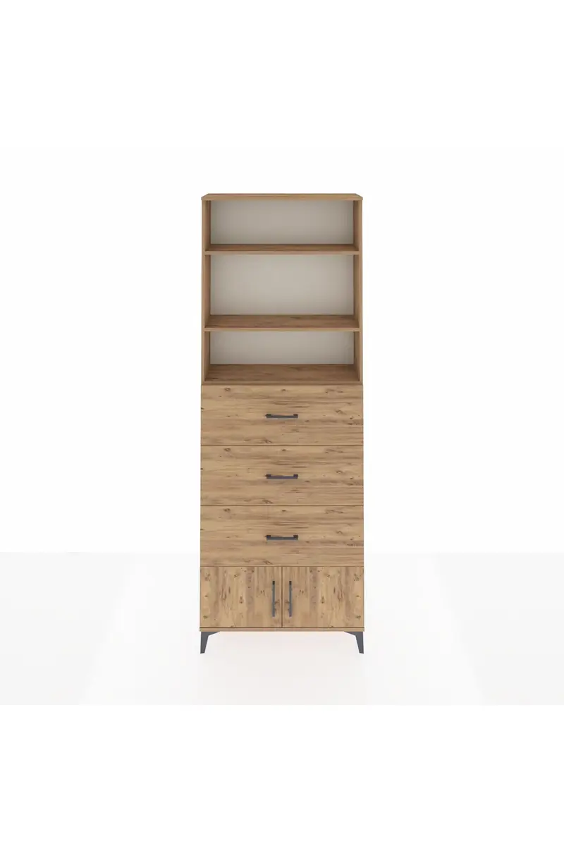 Arges Dolap 3 Raflı 3 Çekmeceli 2 Kapaklı 88x30x243