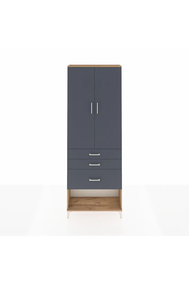 Arges Dolap 3 Raflı 3 Çekmeceli 2 Kapaklı 88x30x243