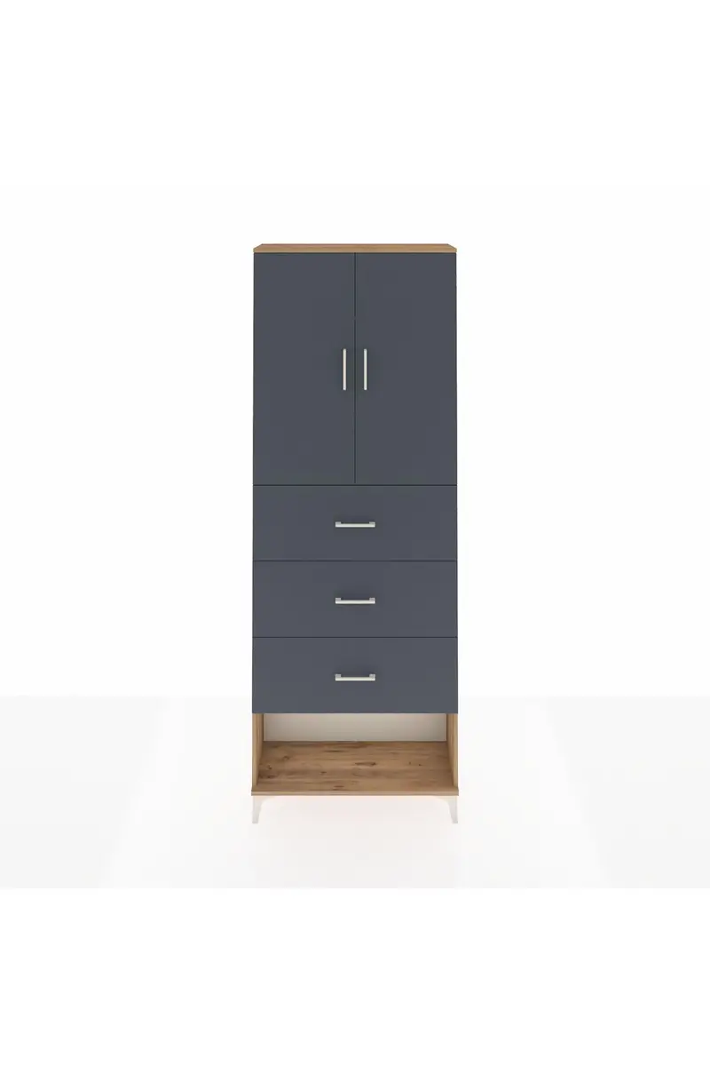 Arges Dolap 3 Raflı 3 Çekmeceli 2 Kapaklı 88x30x243
