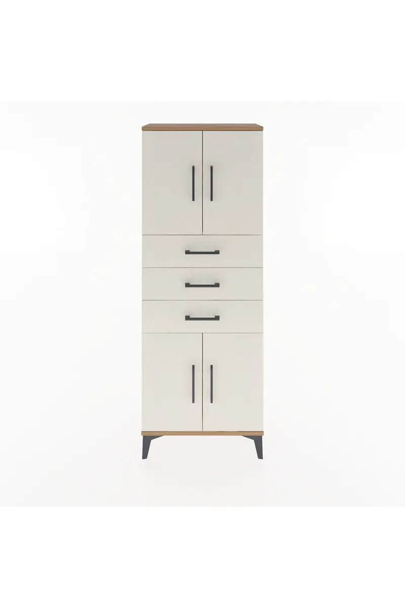 Arges Dolap 3 Raflı 3 Çekmeceli 4 Kapaklı 60x30x163
