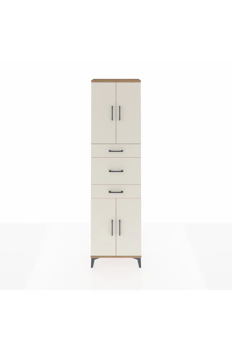 Arges Dolap 3 Raflı 3 Çekmeceli 4 Kapaklı 60x30x221