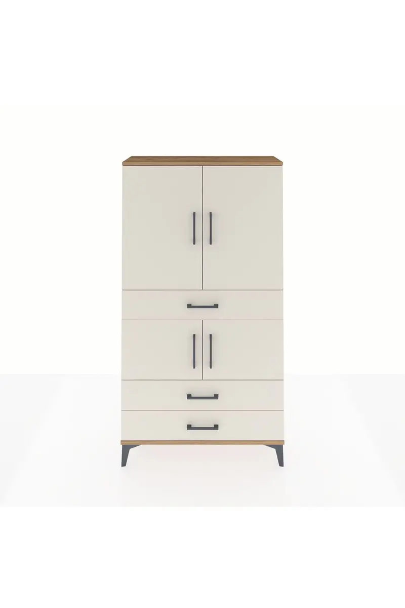 Arges Dolap 3 Raflı 3 Çekmeceli 4 Kapaklı 88x30x163