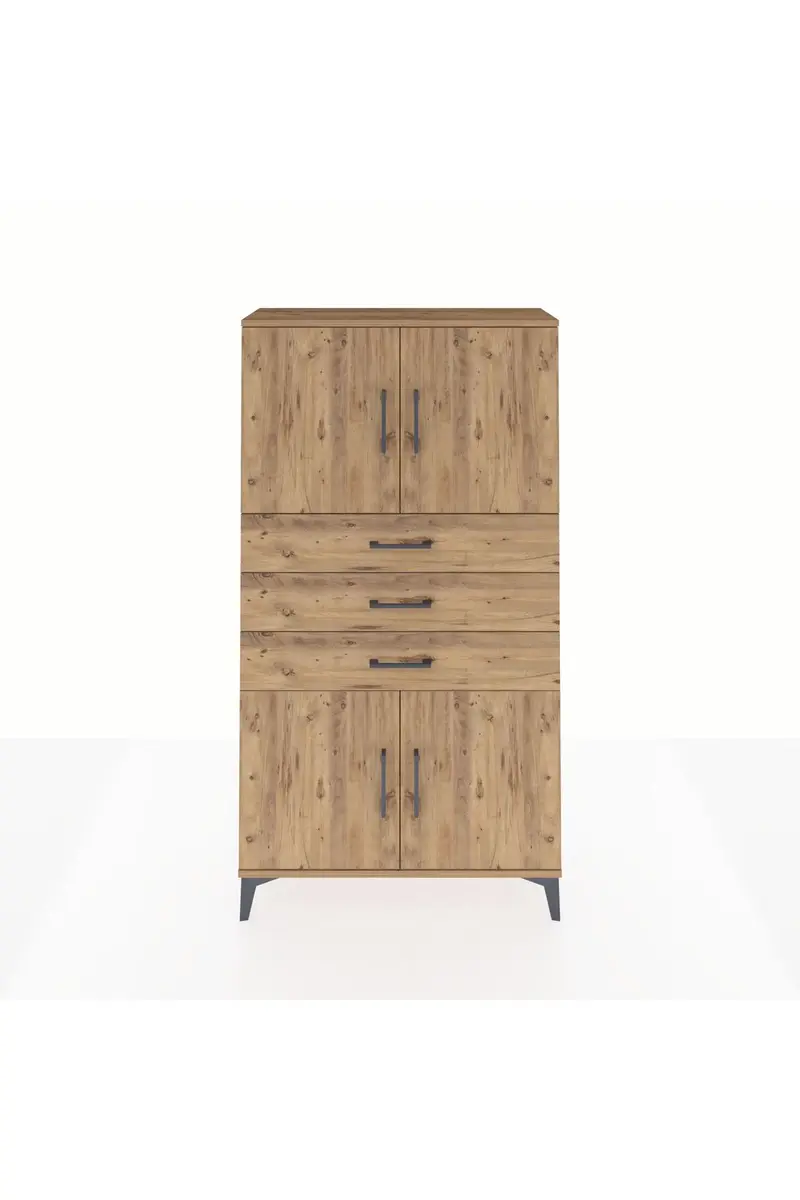 Arges Dolap 3 Raflı 3 Çekmeceli 4 Kapaklı 88x30x163