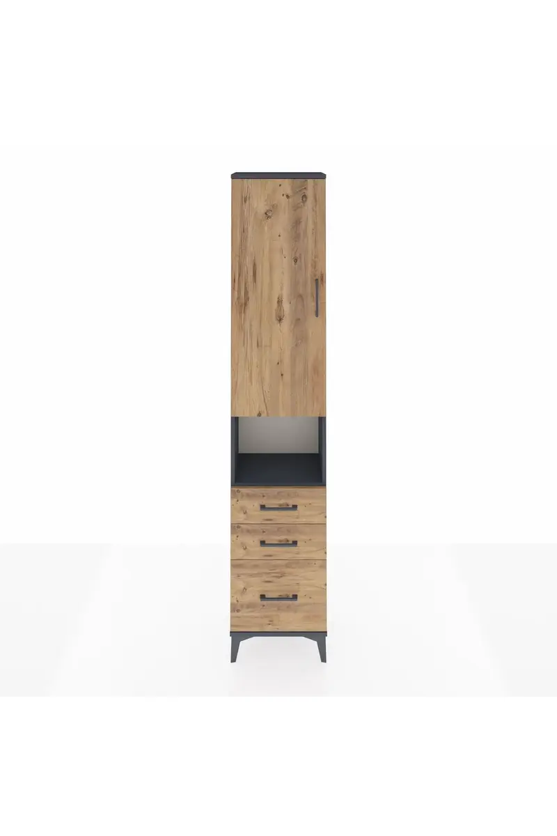 Arges Dolap 3 Raflı 3 Çekmeceli Tek Askılı 44x30x221