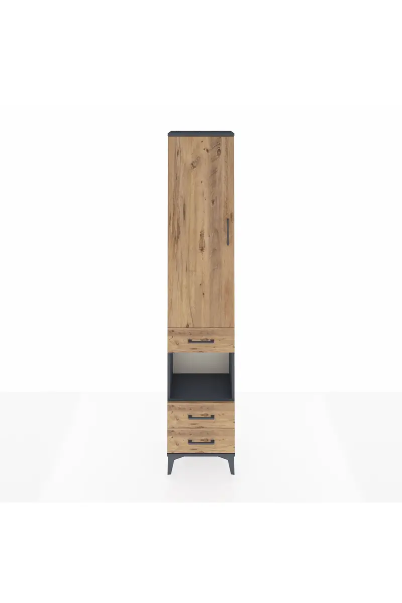 Arges Dolap 3 Raflı 3 Çekmeceli Tek Askılı 44x30x221