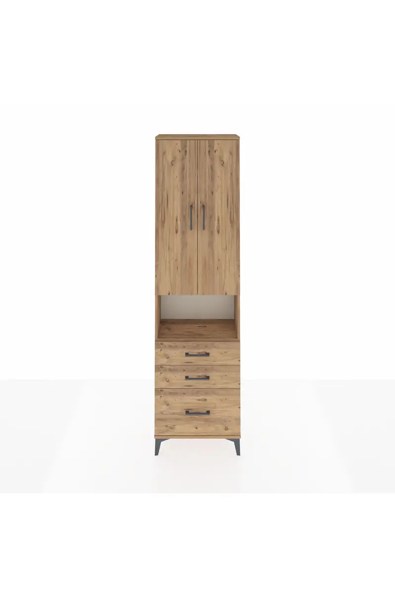 Arges Dolap 3 Raflı 3 Çekmeceli Tek Askılı 60x30x221