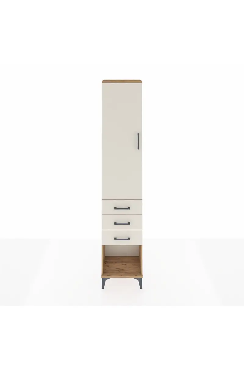 Arges Dolap 3 Raflı 3 Çekmeceli Tek Kapaklı 44x30x221