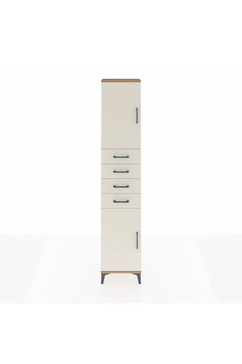 Arges Dolap 3 Raflı 4 Çekmeceli 2 Kapaklı 44x30x221