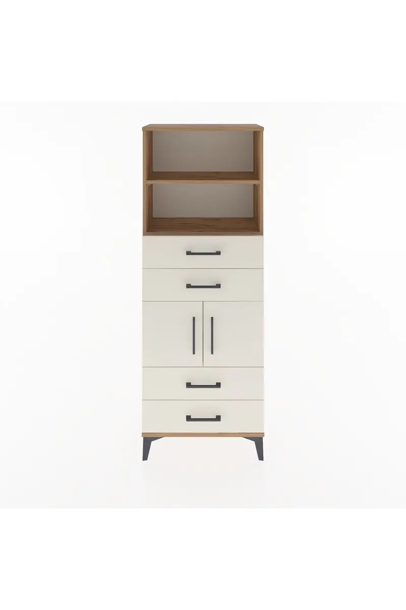 Arges Dolap 3 Raflı 4 Çekmeceli 2 Kapaklı 60x30x163