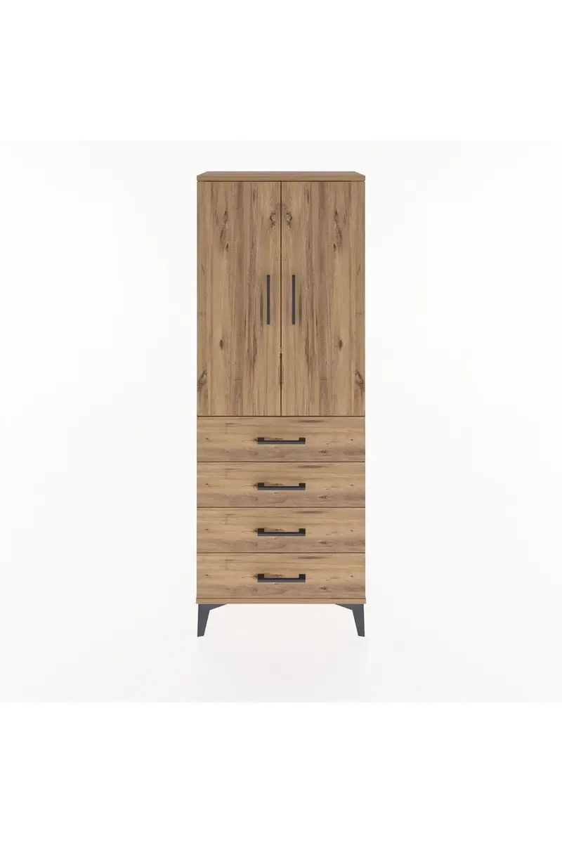 Arges Dolap 3 Raflı 4 Çekmeceli 2 Kapaklı 60x30x163