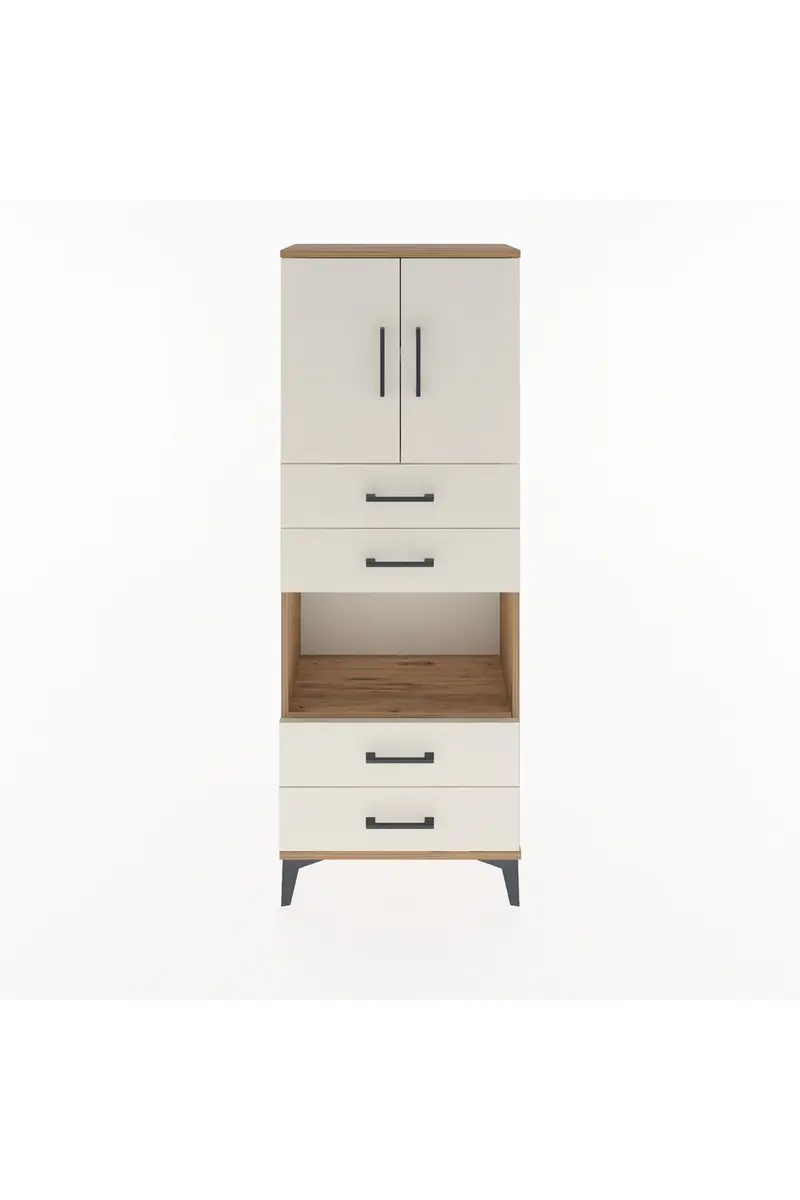 Arges Dolap 3 Raflı 4 Çekmeceli 2 Kapaklı 60x30x163