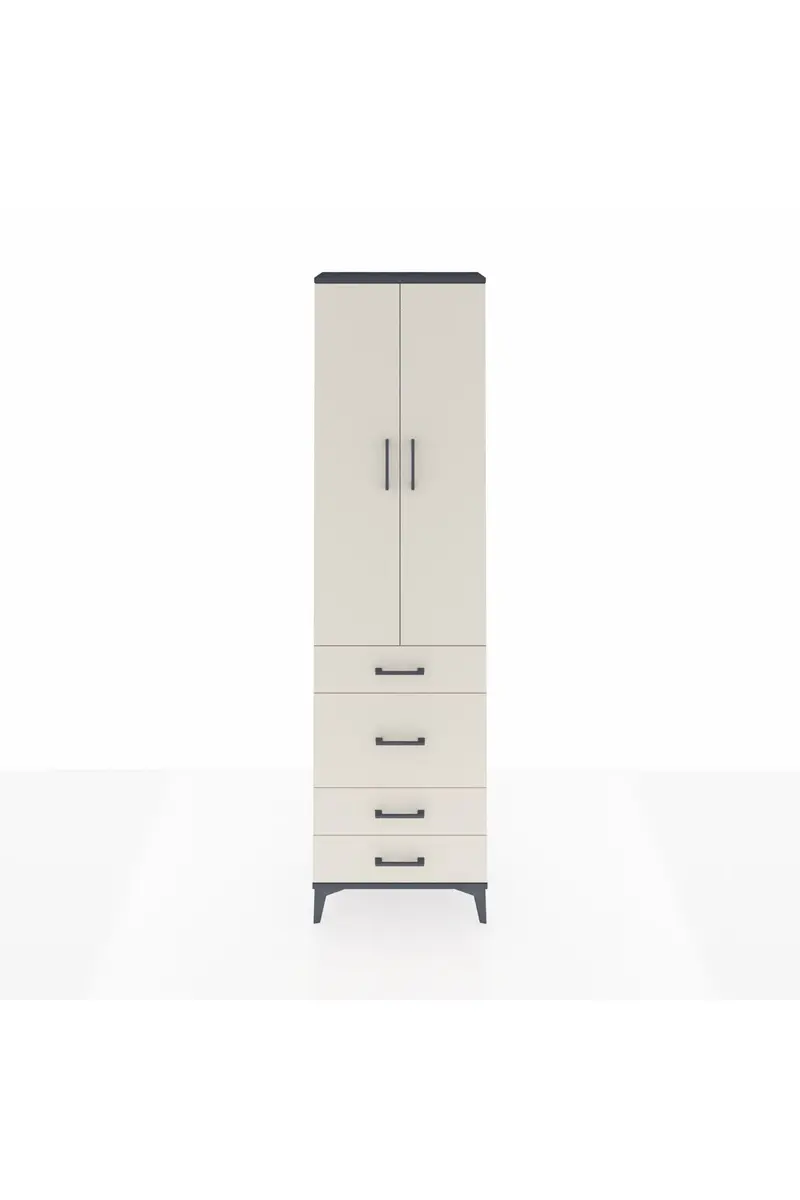 Arges Dolap 3 Raflı 4 Çekmeceli 2 Kapaklı 60x30x221