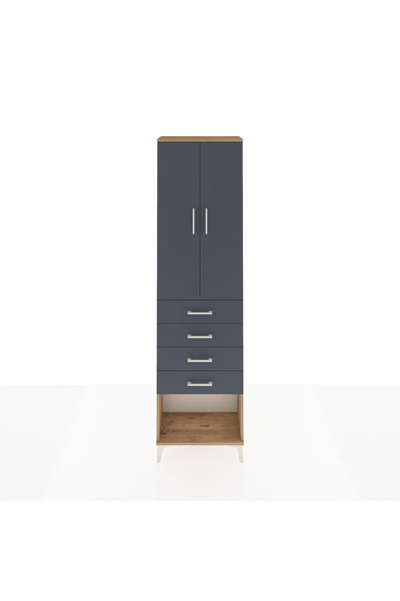 Arges Dolap 3 Raflı 4 Çekmeceli 2 Kapaklı 60x30x221