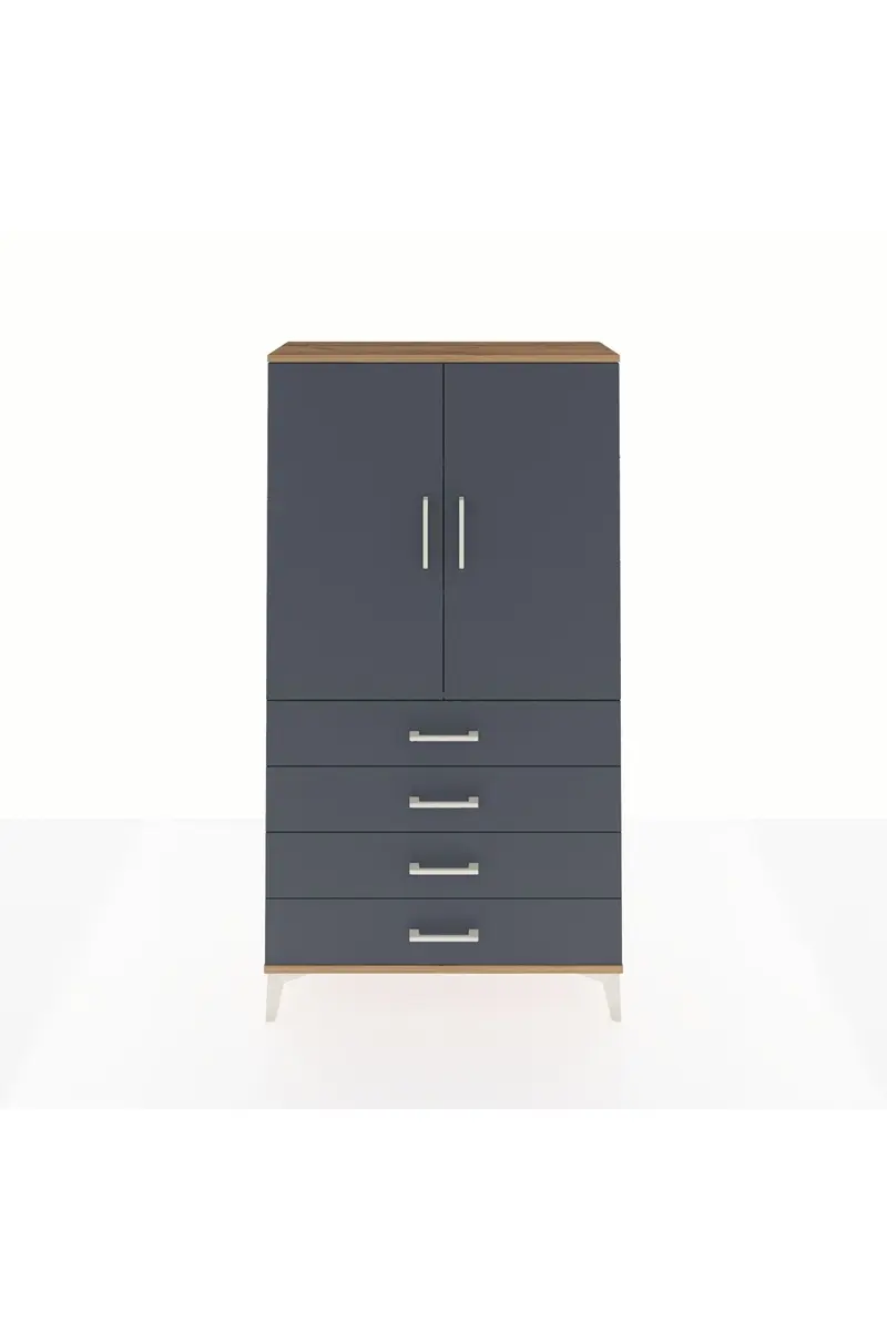 Arges Dolap 3 Raflı 4 Çekmeceli 2 Kapaklı 88x30x163