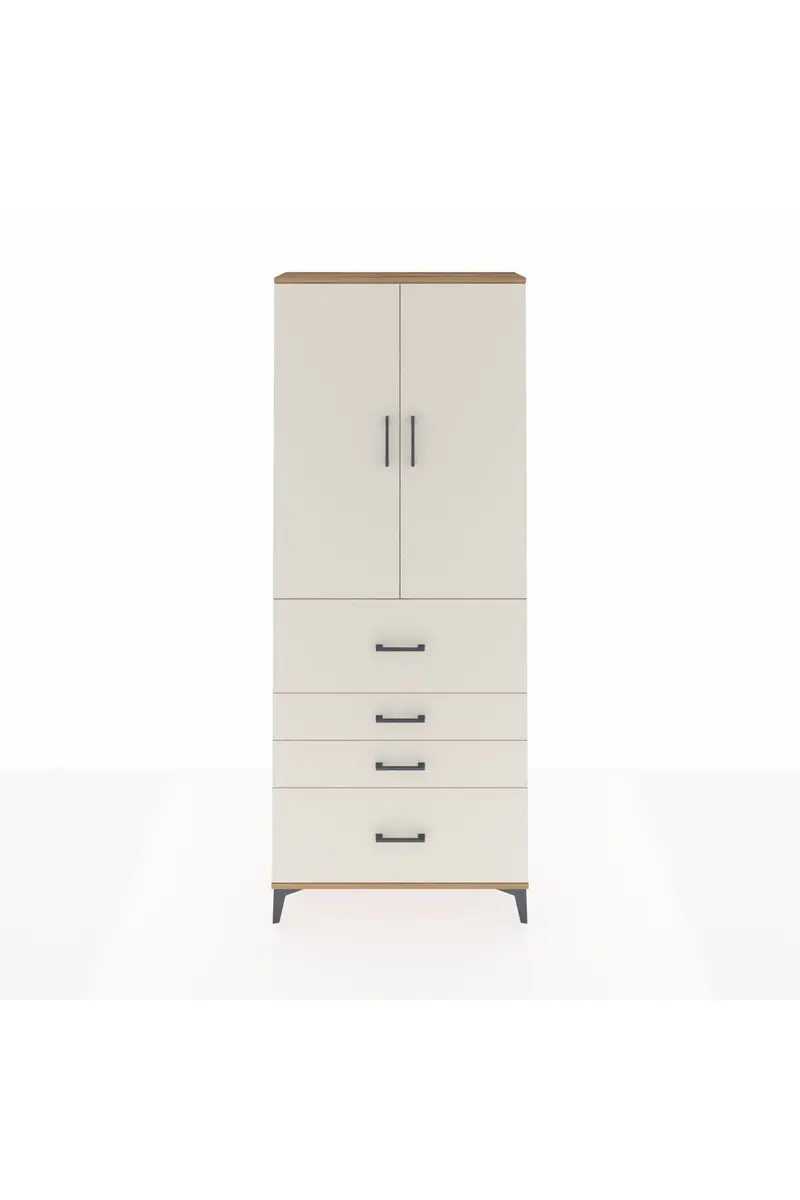 Arges Dolap 3 Raflı 4 Çekmeceli 2 Kapaklı 88x30x221