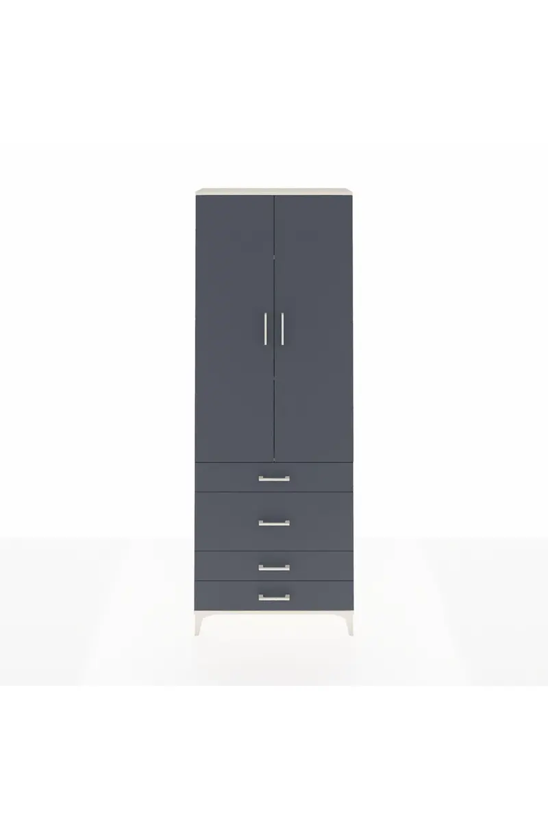 Arges Dolap 3 Raflı 4 Çekmeceli 2 Kapaklı 88x30x243