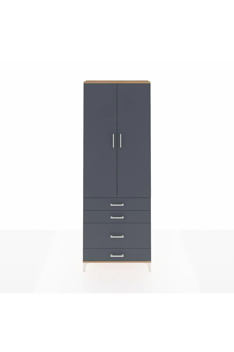 Arges Dolap 3 Raflı 4 Çekmeceli 2 Kapaklı 88x30x243