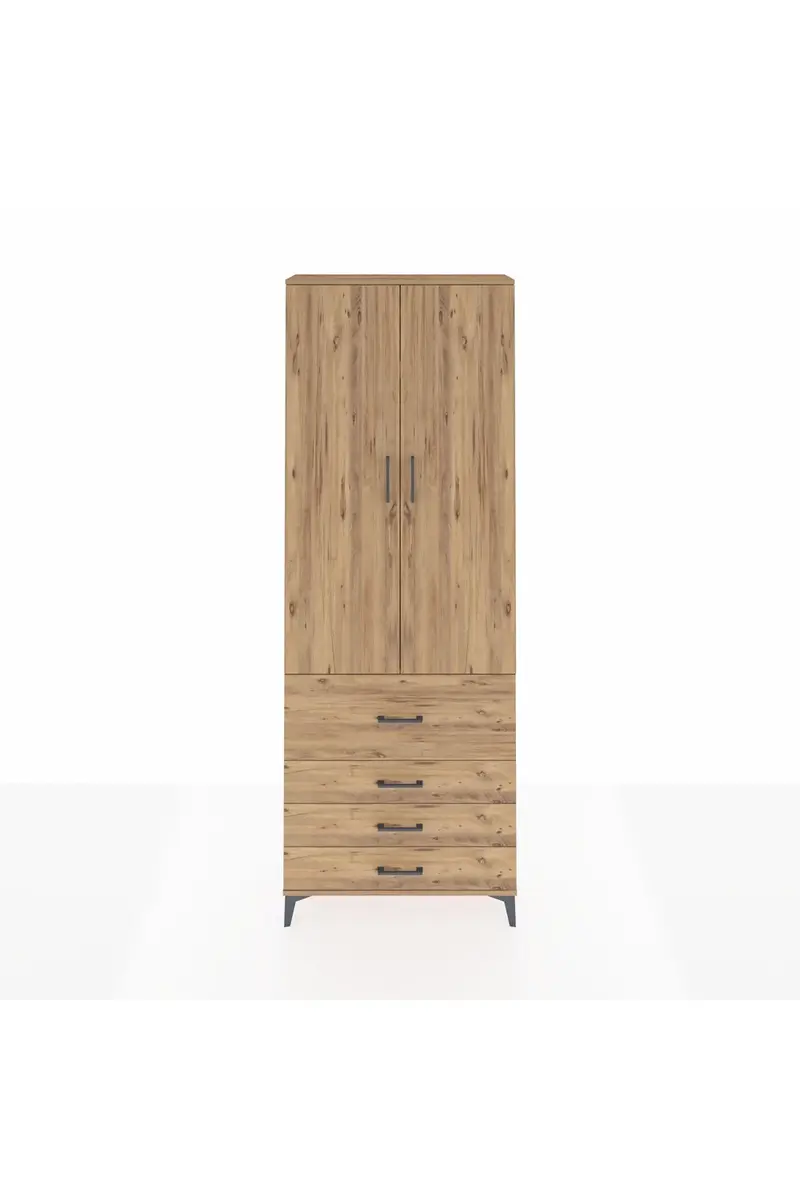 Arges Dolap 3 Raflı 4 Çekmeceli 2 Kapaklı 88x30x243