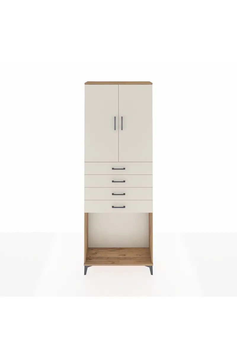 Arges Dolap 3 Raflı 4 Çekmeceli 2 Kapaklı 88x30x243