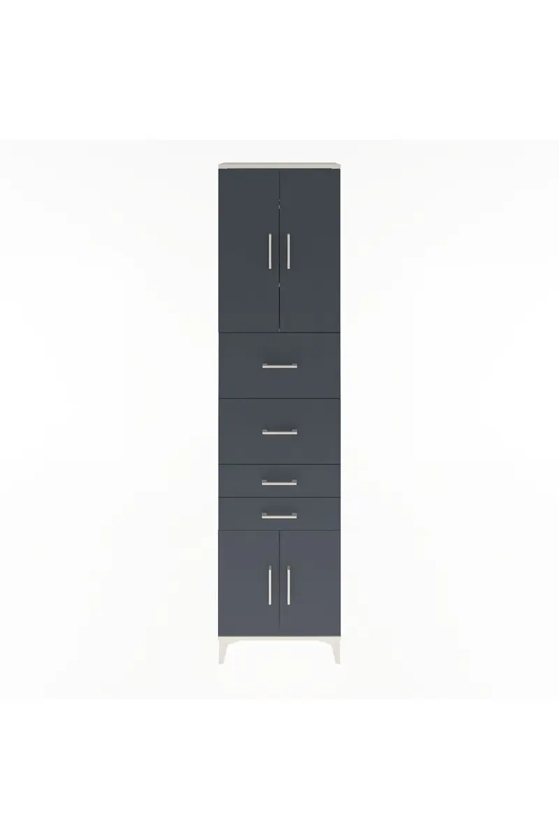 Arges Dolap 3 Raflı 4 Çekmeceli 4 Kapaklı 60x30x243