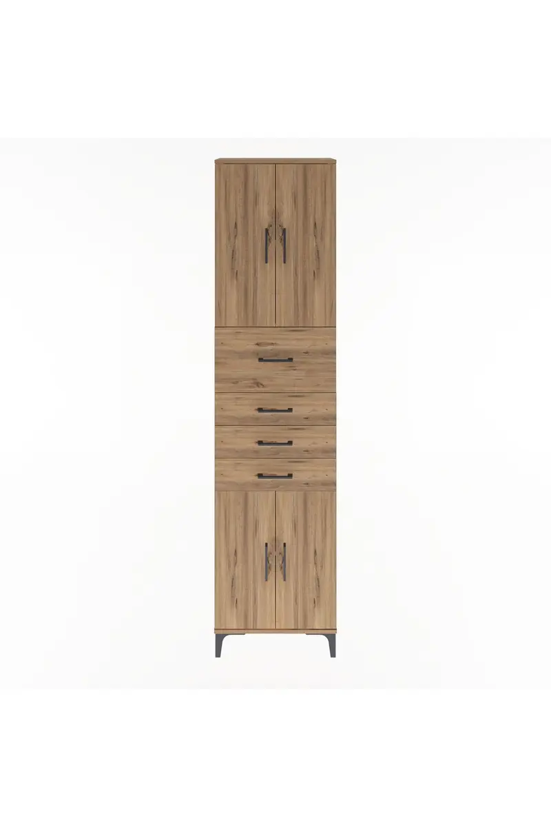 Arges Dolap 3 Raflı 4 Çekmeceli 4 Kapaklı 60x30x243