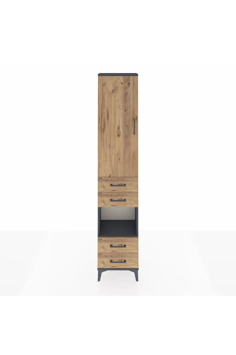 Arges Dolap 3 Raflı 4 Çekmeceli Tek Askılı 44x30x221