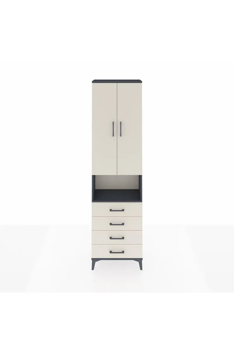 Arges Dolap 3 Raflı 4 Çekmeceli Tek Askılı 60x30x221