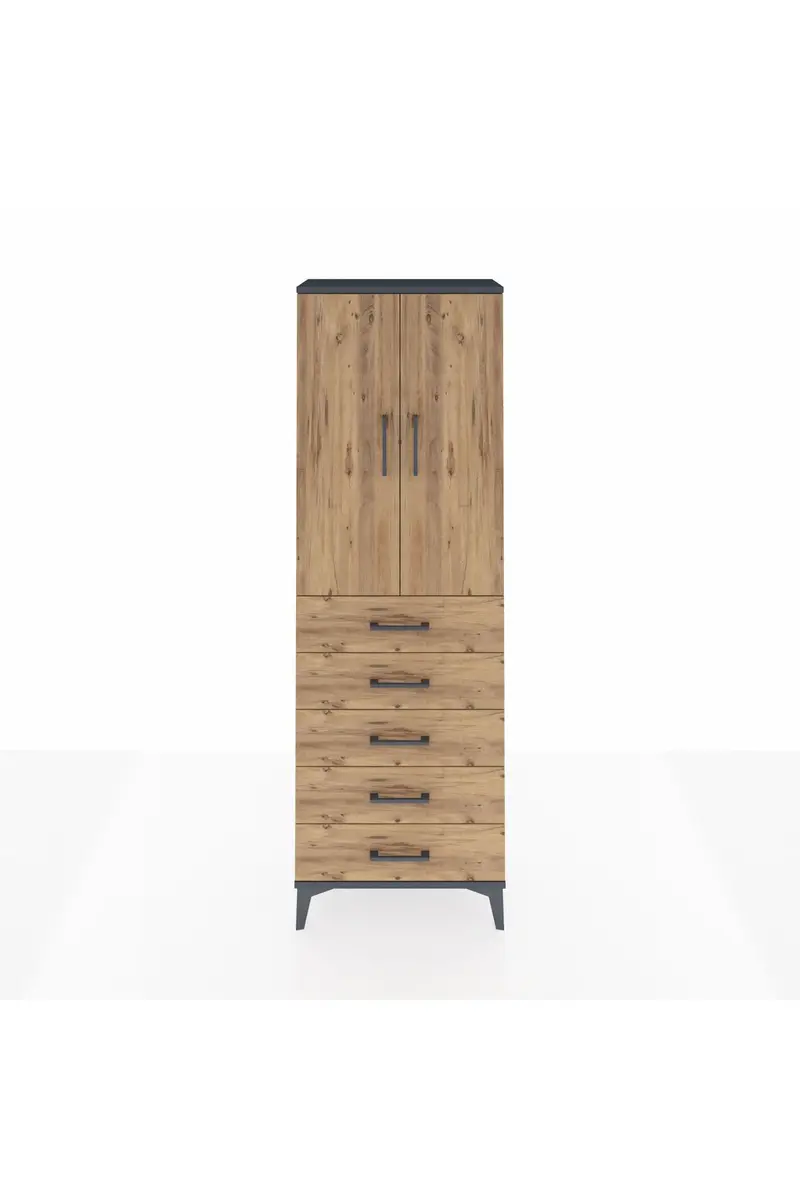 Arges Dolap 3 Raflı 5 Çekmeceli 2 Kapaklı 60x30x182