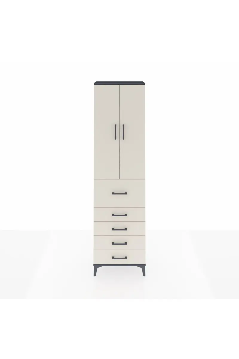Arges Dolap 3 Raflı 5 Çekmeceli 2 Kapaklı 60x30x221