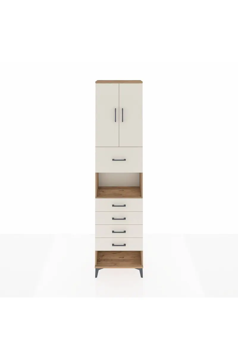Arges Dolap 3 Raflı 5 Çekmeceli 2 Kapaklı 60x30x243
