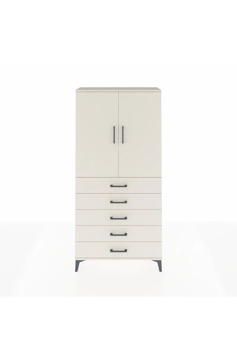 Arges Dolap 3 Raflı 5 Çekmeceli 2 Kapaklı 88x30x182