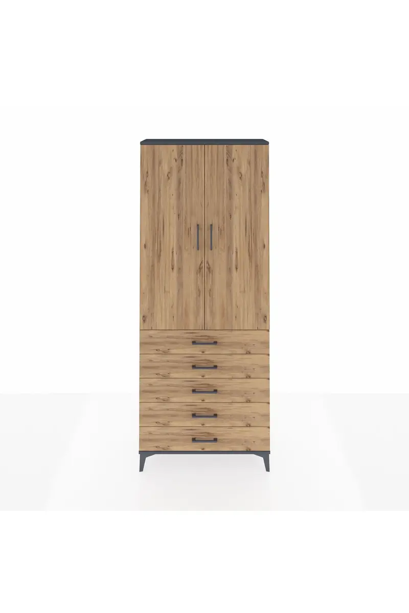 Arges Dolap 3 Raflı 5 Çekmeceli 2 Kapaklı 88x30x221