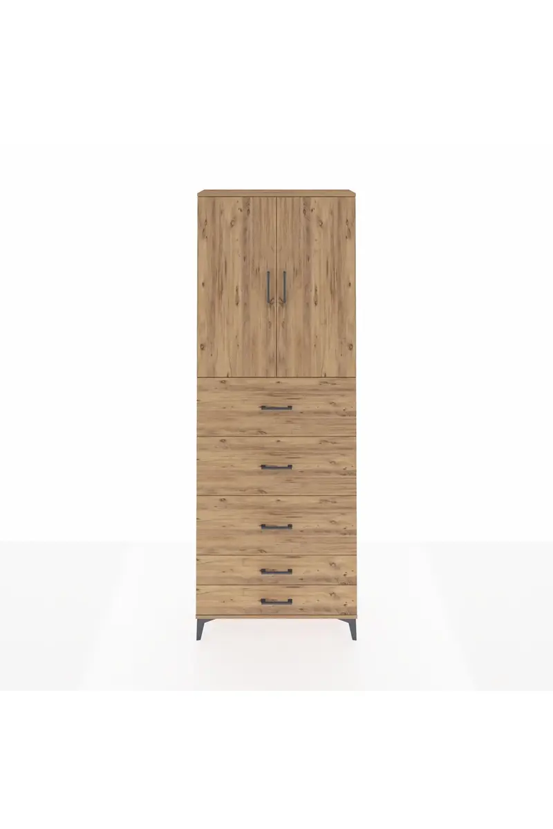 Arges Dolap 3 Raflı 5 Çekmeceli 2 Kapaklı 88x30x243