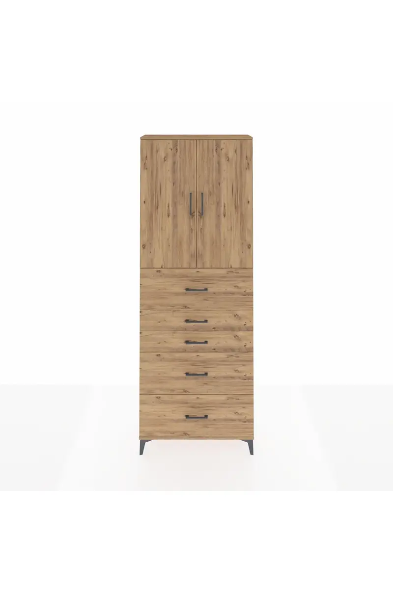 Arges Dolap 3 Raflı 5 Çekmeceli 2 Kapaklı 88x30x243