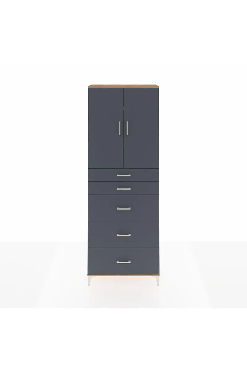 Arges Dolap 3 Raflı 5 Çekmeceli 2 Kapaklı 88x30x243