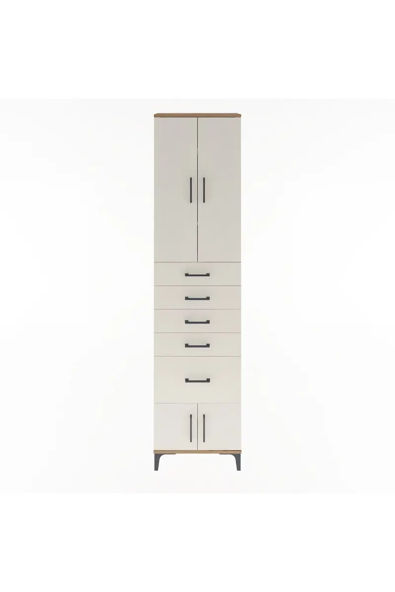 Arges Dolap 3 Raflı 5 Çekmeceli 4 Kapaklı 60x30x243